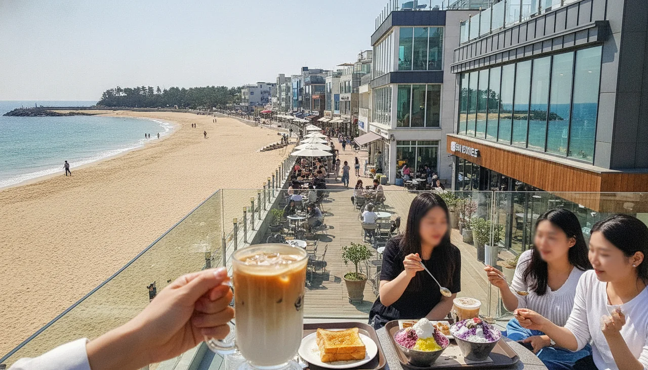 Anmok Beach with cafes