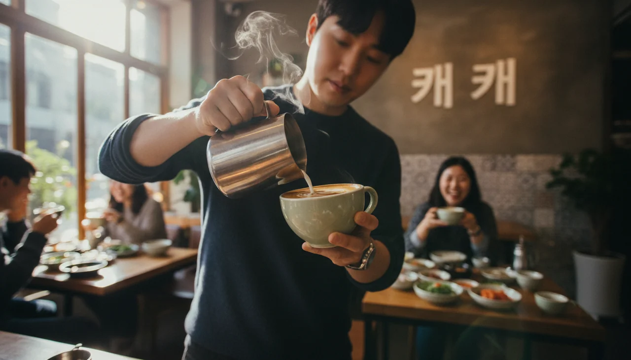 barista making latte art