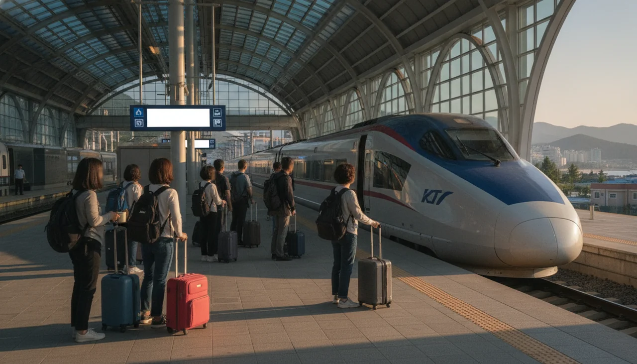 KTX train arriving at Gangneung station