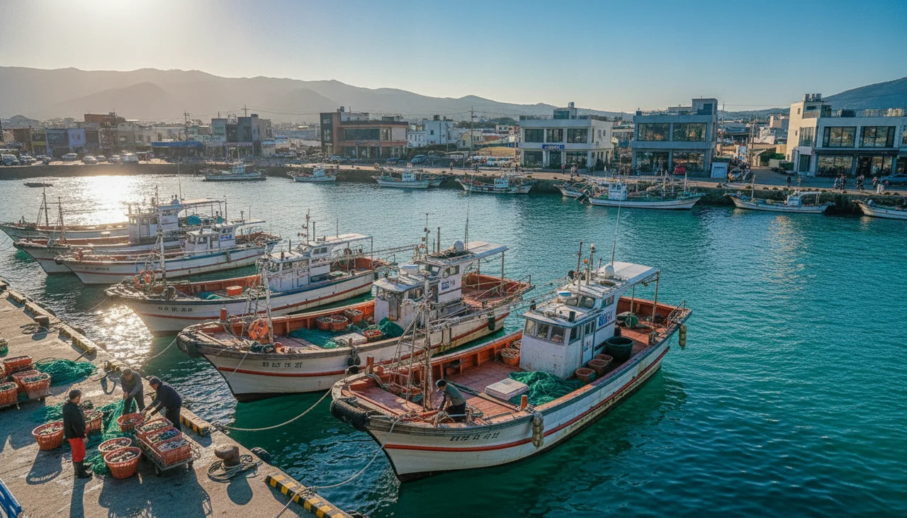 Hallim Port with fishing boats