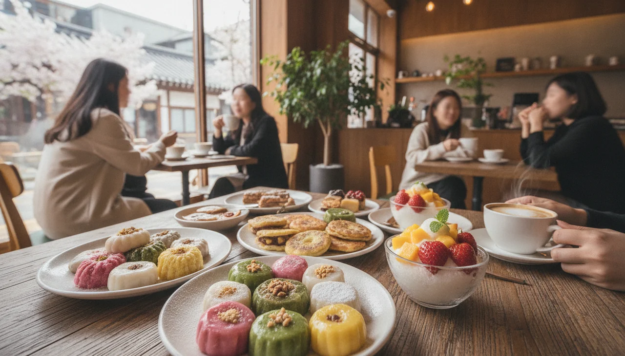 Assortment of colorful Korean desserts