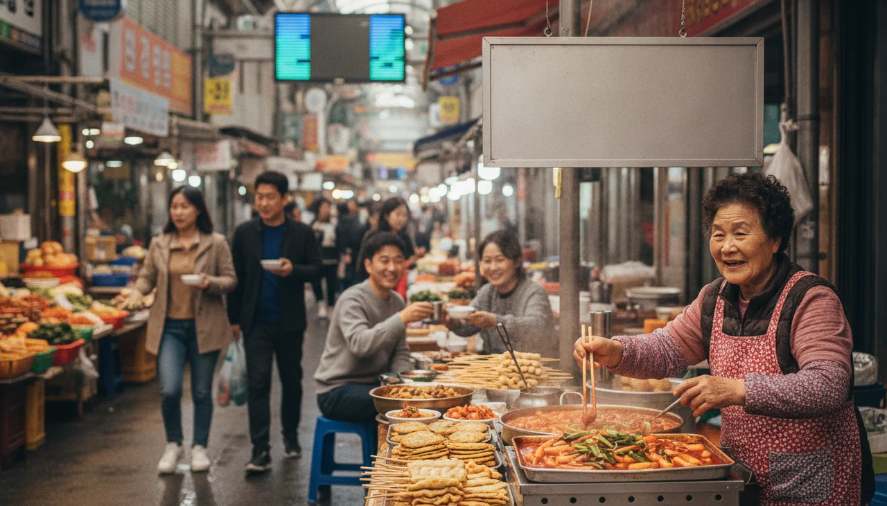 bustling Gwangju market scene