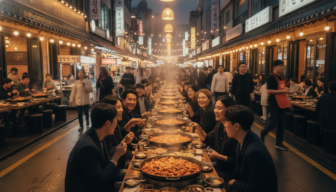 Busy Chuncheon Dakgalbi street