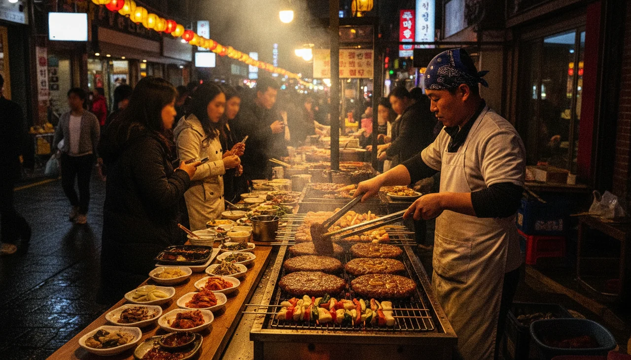 chef grilling tteokgalbi